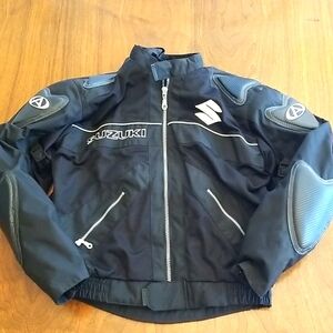 AGV SUZUKI Nylon Waterproof Lined Motorcycle Jacket With Armor Black Large
